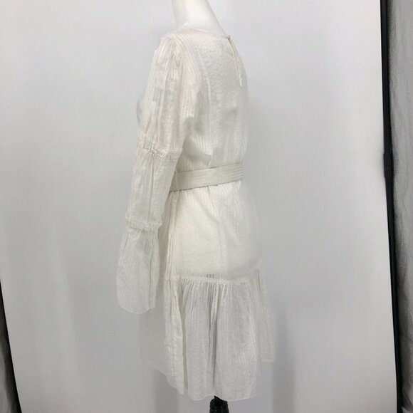 CAMI NYC Shawn White Belted Cotton and Silk Jacquard tiered sleeve mini dress SP - Picture 8 of 16